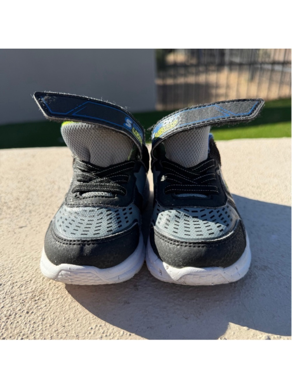 Skechers Sport S Lights Toddler 8 Black Blue Sneakers